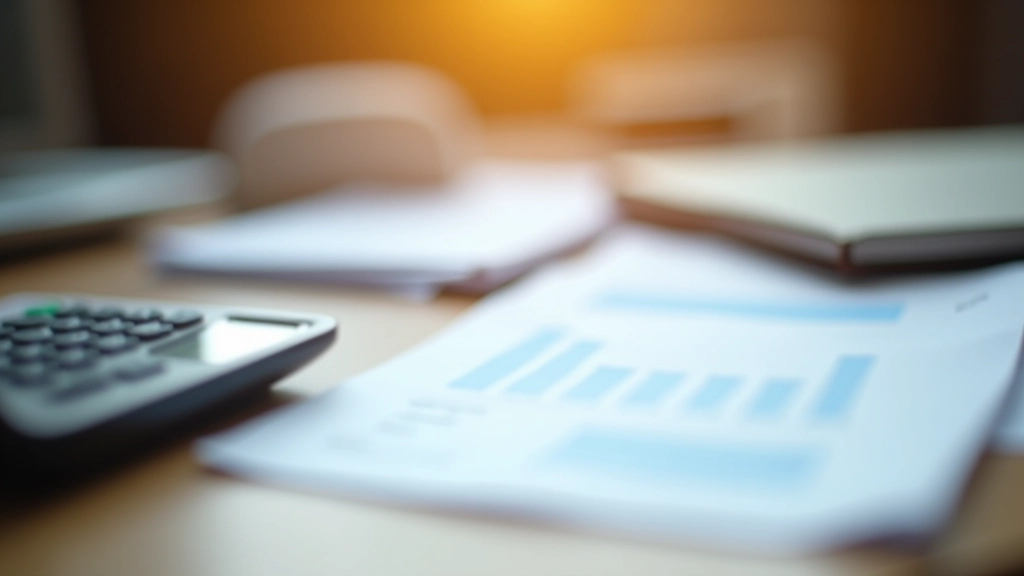 Steuerformular und Taschenrechner auf einem Schreibtisch, neben Notizen und Ordnern